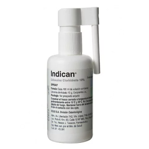 Anestesia Indican tópica en Spray, Lidocaína Clorhidrato 60ml. SIDUS