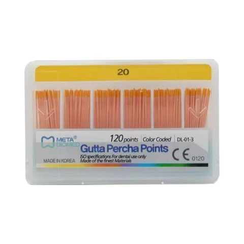 Conos de Guta Percha, caja x 120u. META