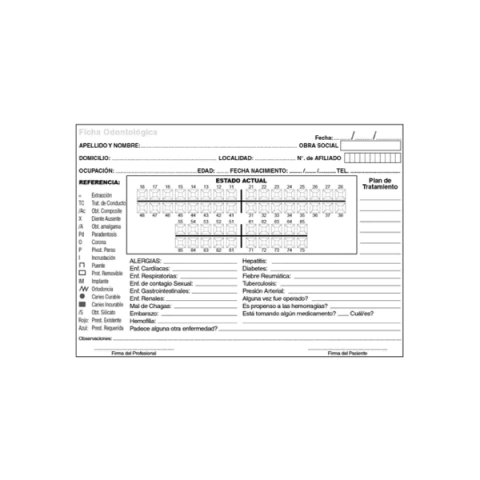 Fichas Dentales X 50u. Presentación Horizontal. HS DENTAL