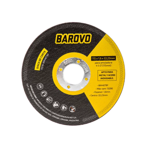 DISCO DE CORTE 4 1/2" ESPESOR 1,6 MM BAROVO (11516-WA46TBF)