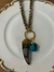 Colar em ouro velho, corrente de alumínio , super leve, com dente e pedra azul. - comprar online