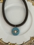 Choker na corda verde militar,36cm mais alongador, e pingente em pedra natural turquesa.,