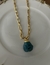 Colar em dourado, com 38cm mais alongador, com pingente de pedra turquesa.