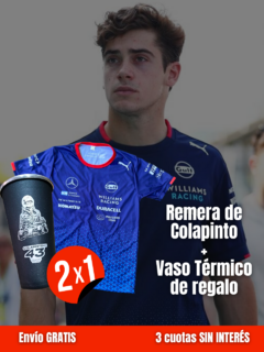 CAMISETA FRANCO COLAPINTO WILLIAMS 2024 F1 + VASO TÉRMICO COLAPINTO (FERNETERO)