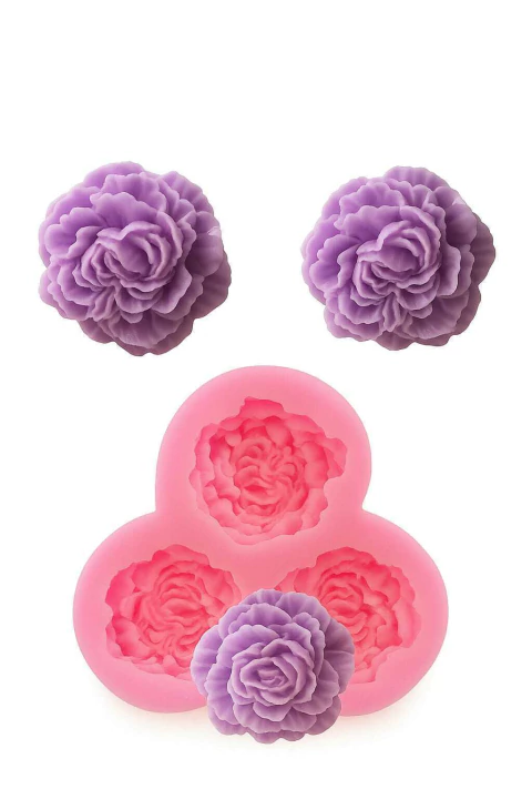 Molde de silicona peonias x3 - comprar online