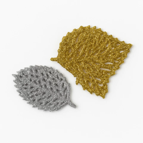 Set hojas decorativas glitter x8 (dorado y plateado) - comprar online