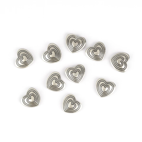 Charms corazones metálicos – Set x10 unidades
