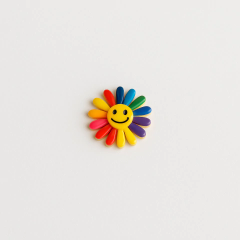 Charm Flor arcoíris con carita feliz - comprar online