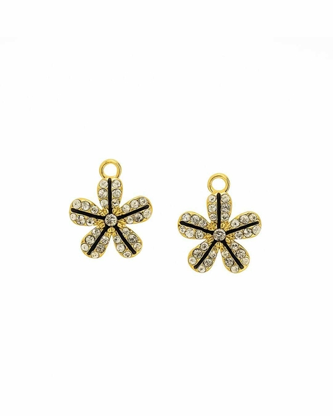 Charm flor metalica con strass acero quirúrgico - comprar online