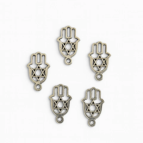 Charms Mano de Fátima con Estrella de David | Pack x5