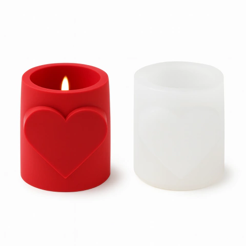 Molde de Silicona Cilíndrico con Corazón