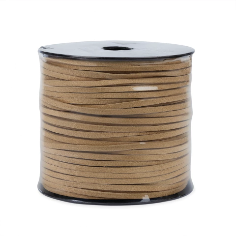 Tira de gamuza sintética marrón claro – 3 mm de ancho Por Metro