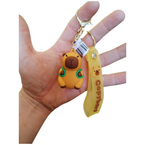 Llavero Capibara/Carpincho con Mochilita de Tortuga