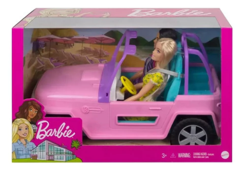 Barbie Jeep Todoterreno Rosa Con Dos Muñecas Mattel