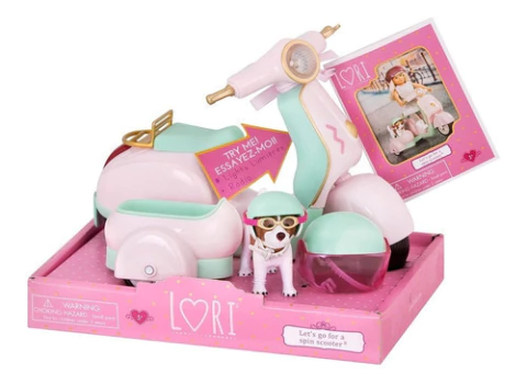 Lori Scooter Vehiculo Moto Para Muñecas Con Mascota 37034 Ed Color Rosa Y Verde