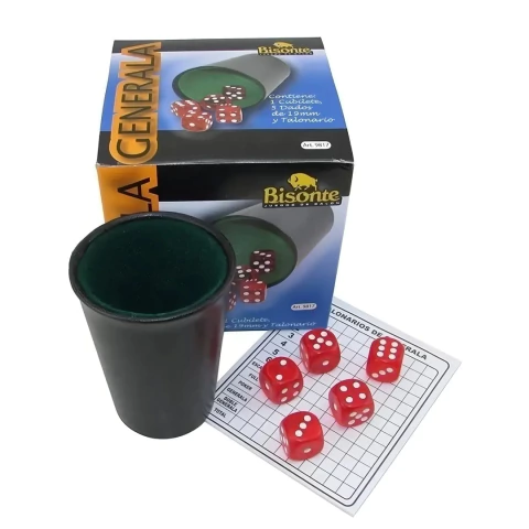 Generala Cubilete Dados 19mm Con Talonario Bisonte
