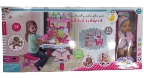 Muñeco Bebe Set De Baño Con Accesorios Tutu Love 38 Piezas