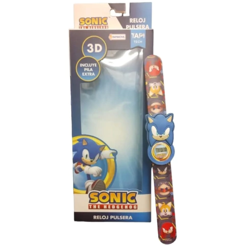 Reloj Pulsera 3d Sonic Infantil Con Pila Extra Tapimovil