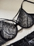 Imagem do Conjunto Tule com Renda Indomável Preto Regulagens de Coração + Calcinha com Cinta-Liga