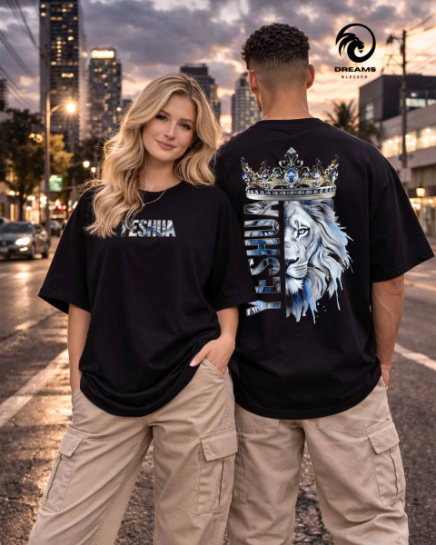 OVERSIZED - LEÃO YESHUA COROA - COR PRETO