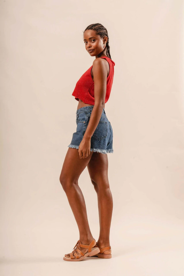Short con flecos coralino Sant Antoni — imagen 2