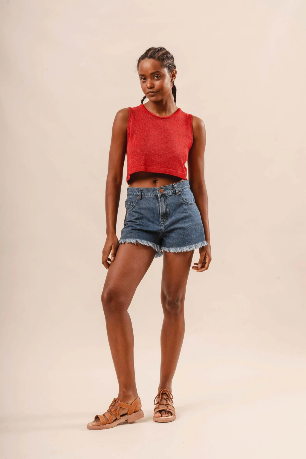 Short con flecos Coralino