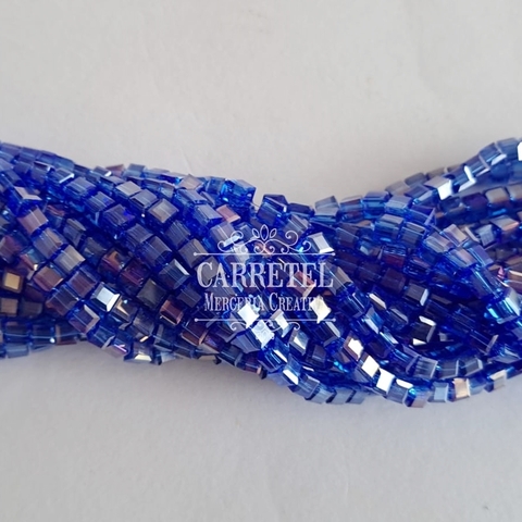 Cristal de Roca Cubo 4x4mm - Azul (4406) - (Aprox. 95 un. por Tira - Aprox. 40 cm. largo) - comprar online