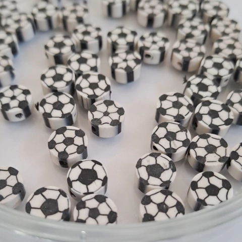 Cuenta Fimo Pelota Futbol Blanca