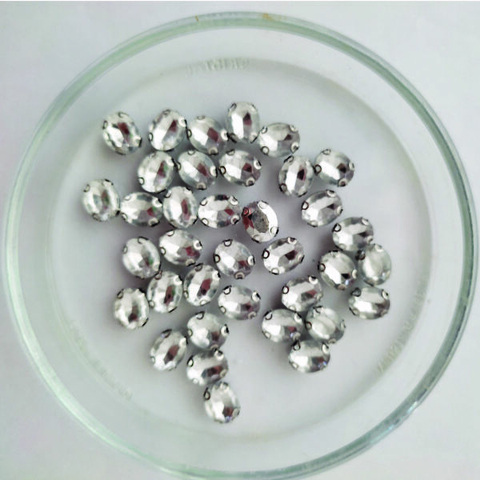 Gema Engarzada Oval 10x 8 mm- Cristal - por 1 Un.