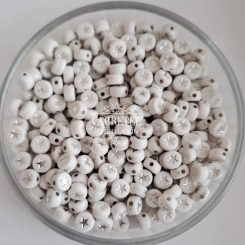Cuenta Pastilla Blanca Estrella Plateada - comprar online
