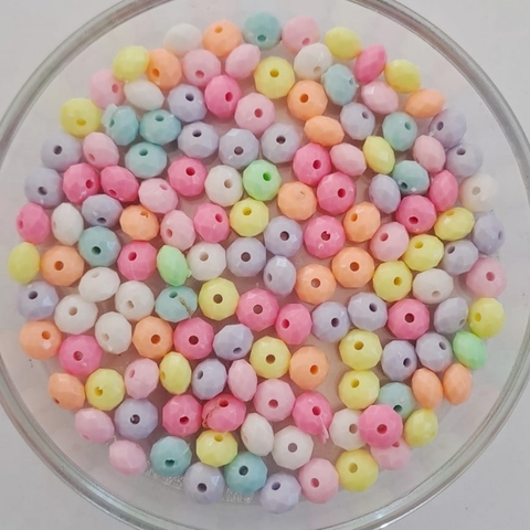 Cuenta Plástica Colores Pasteles Dona Facetada - 20 un. Surtidas