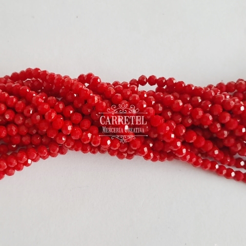 Cristal de Roca 4mm Dona - Rojo (437) - (Aprox. 120 un. por Tira - Aprox. 40cm Largo) - comprar online