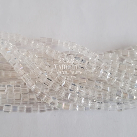 Cristal de Roca Cubo 4x4mm - Transparente (4405) - (Aprox. 95 un. por Tira - Aprox. 40 cm. largo) - comprar online