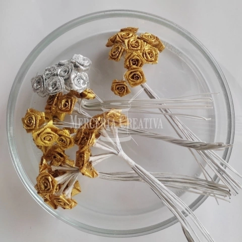 Flor Rococó Lurex con Cabo x 1 un.