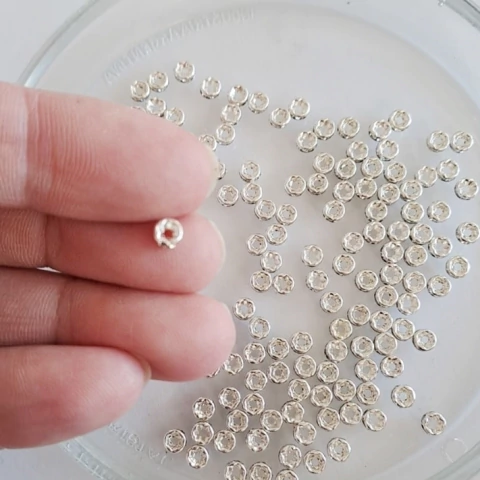 Rondel Strass Plateado 4 mm x 10un. - Separador - comprar online