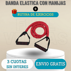 Banda Elástica Con Manija + Rutina de Ejercicios De Regalo © FULL