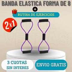 2x1 Banda elástica fitness en forma 8 + Rutina de Ejercicios © FULL