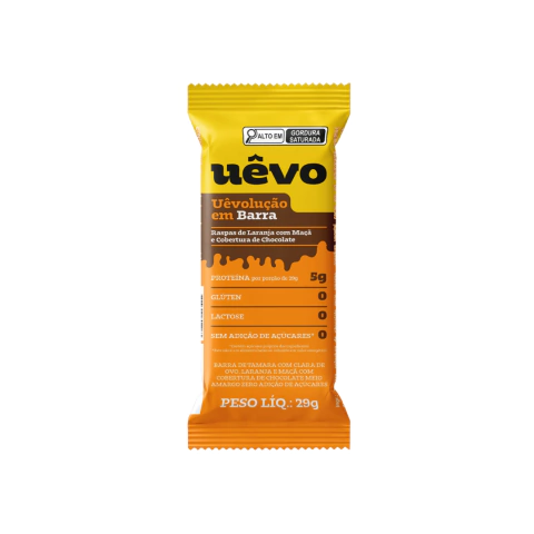 BARRA DE PROTEINA RASPAS DE LARANJA C/ MACA C/ COBERTURA DE CHOCO (29G) UEVO
