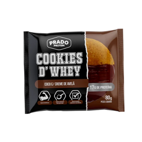 COOKIES D'WHEY COCO AVELÃ (80G) PRADO PROTEIN