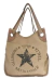 Bolso Estrella de tela con diseño vintage y asas largas, color beige.