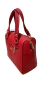 Cartera roja de RAFITTHY con asas y cierre dorado, vista lateral.