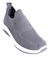Zapatilla elastizada de color gris con diseño texturizado y suela blanca.