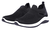 Zapatillas elastizadas de color negro con detalles en blanco, diseñadas para comodidad y estilo.