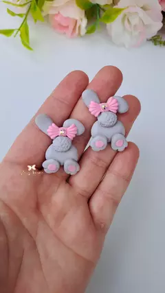 Parzinho de Popozinho com orelhinha na cor cinza