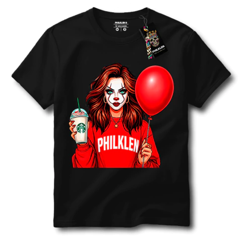 Camiseta Feminina Personagem Criativa Preta Algodão Premium Camisa Philklen