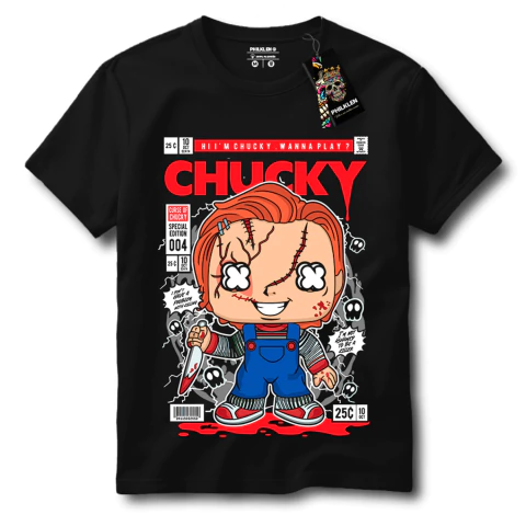 Camiseta Masculina e Feminina Personagem Terror Geek Preta Algodão Premium Camisa Philklen