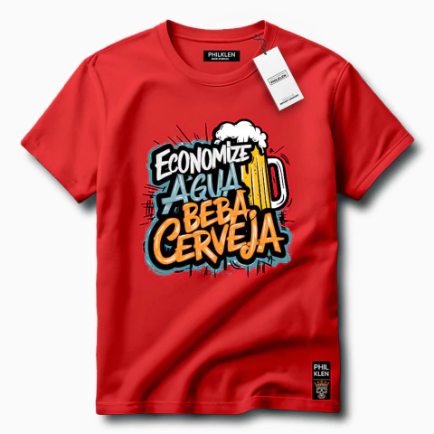 Camiseta Algodão Premium Estampada Frase Economize Água Unissex Masculina e Feminina - comprar online