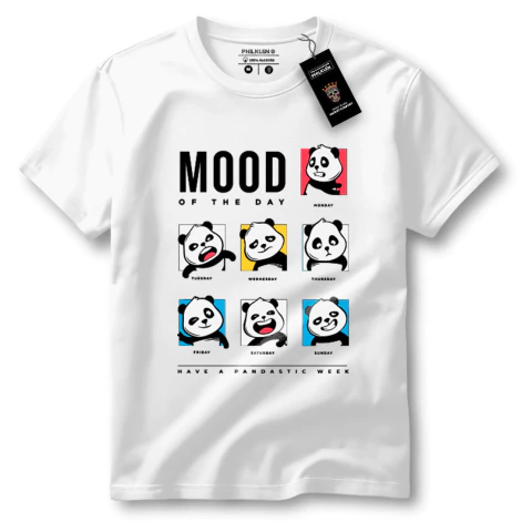 Camiseta Unissex de Algodão com Estampa de Pandas "Mood of the Day" - Philklen - comprar online