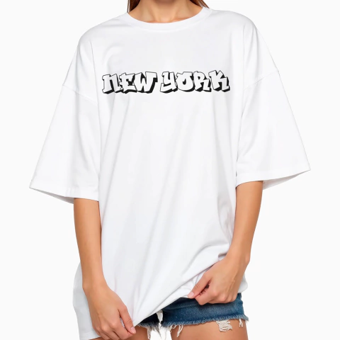 Camiseta Oversized Feminina New York Qualidade Premium - Philklen