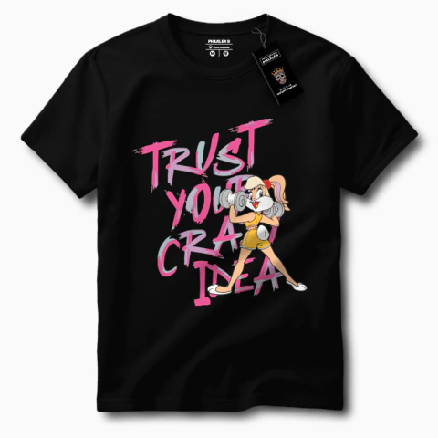 Camiseta de Algodão Premium Academia 'Trust Your Crazy Ideas' com Estampa Criativa - Philklen - comprar online